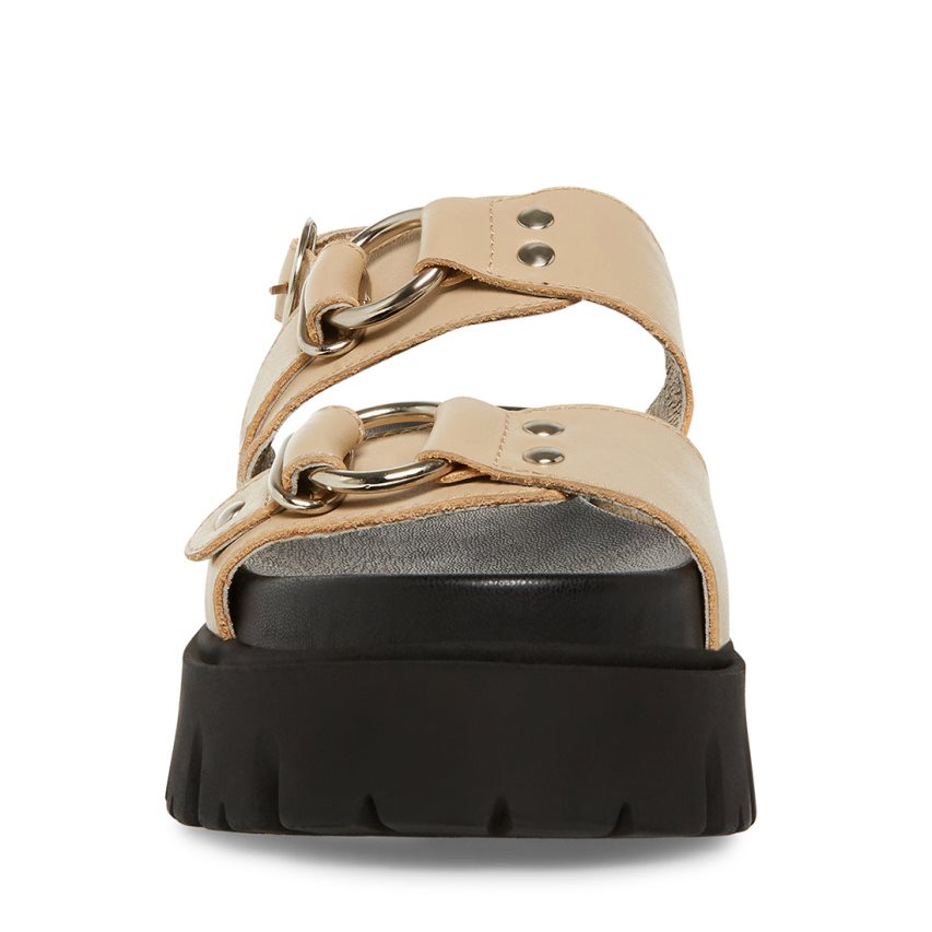 Sandalias de Plataforma Steve Madden Garrick Cuero Mujer Kaki | ES LE8604